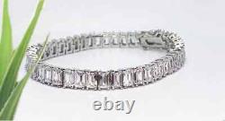 AAA+Emerald Cut Cubic Zirconia Tennis Bracelet 925 Sterling Silver Wedding Gift