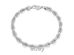 ARGENTO REALE Sterling Silver 925 Solid Rope Link Bracelet (9.00, 6MM)