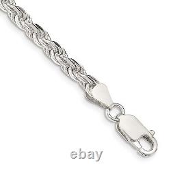 ARGENTO REALE Sterling Silver 925 Solid Rope Link Bracelet (9.00, 6MM)