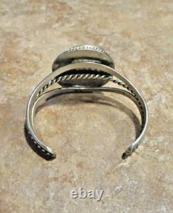 ATTRACTIVE! Wide Vintage Navajo Sterling Silver NATURAL AGATE Bracelet