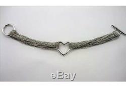 AUTHENTIC TIFFANY & Co. STERLING SILVER HEART MESH STRAND TOGGLE BRACELET-7 1/2