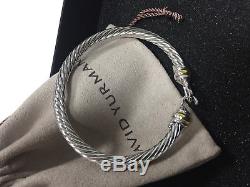 AUTH David Yurman Hinge Cable Buckle Bracelet 750 18K gold 925 Sterling Silver
