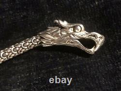 AUTH John Hardy Sterling Silver and 18k Yellow Gold Naga Dragon Bracelet 7.5
