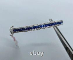 All Size Available Lab-Created Blue Sapphire Women Bangle 14K White Gold Finish