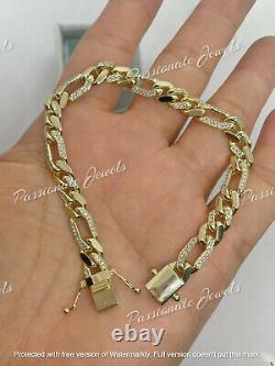 Amazing 4Ct Round Cut VVS1/D Diamond Cuban Link Bracelet 14K Yellow Gold Finish