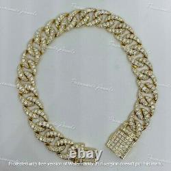Amazing 6Ct Round Cut VVS1/D Diamond Cuban Link Bracelet 14K Yellow Gold Finish