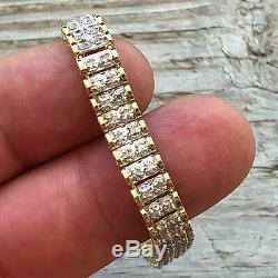 Amazing Mens Womens 10K Yellow Gold Over 8 CT Diamond Tennis Bracelet 7.75 Inch