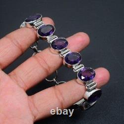 Amethyst Silver Bracelet 925 Sterling Silver Bracelet Handmade Gemstone Bracelet