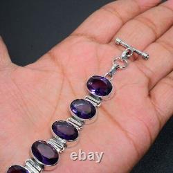 Amethyst Silver Bracelet 925 Sterling Silver Bracelet Handmade Gemstone Bracelet