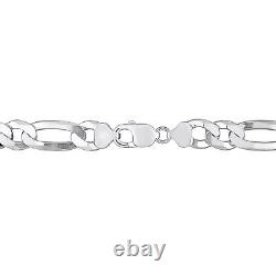 Amour Sterling Silver 12.3mm Flat Figaro Chain Bracelet 9 in