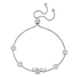 Amour Sterling Silver 1 1/4 CT DEW Created Moissanite Bolo Bracelet 7-10