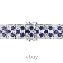 Amour Sterling Silver Created Blue & Created White Sapphire Tennis Bracelet