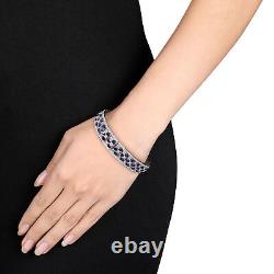 Amour Sterling Silver Created Blue & Created White Sapphire Tennis Bracelet