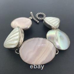 Amy Kahn Russell AKR Sterling Silver Carved Shell Bracelet 7.5 46 Grams