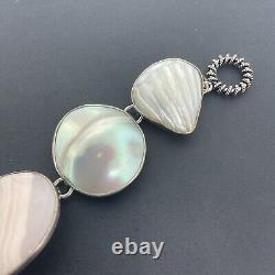 Amy Kahn Russell AKR Sterling Silver Carved Shell Bracelet 7.5 46 Grams