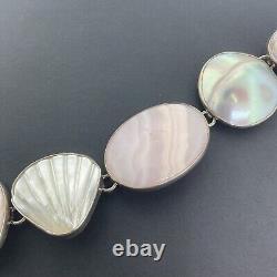 Amy Kahn Russell AKR Sterling Silver Carved Shell Bracelet 7.5 46 Grams