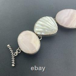 Amy Kahn Russell AKR Sterling Silver Carved Shell Bracelet 7.5 46 Grams
