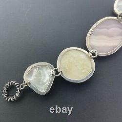 Amy Kahn Russell AKR Sterling Silver Carved Shell Bracelet 7.5 46 Grams