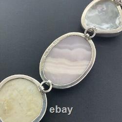 Amy Kahn Russell AKR Sterling Silver Carved Shell Bracelet 7.5 46 Grams