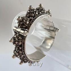 Antique Sterling Silver Berber Bracelet Hinged Morocco