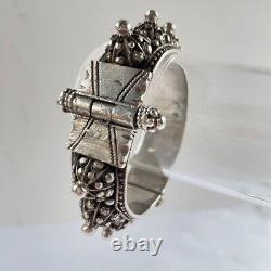 Antique Sterling Silver Berber Bracelet Hinged Morocco