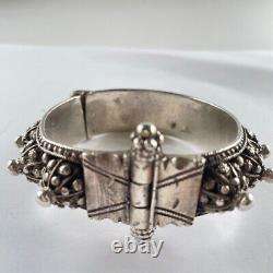 Antique Sterling Silver Berber Bracelet Hinged Morocco