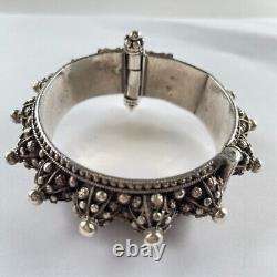 Antique Sterling Silver Berber Bracelet Hinged Morocco