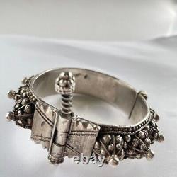 Antique Sterling Silver Berber Bracelet Hinged Morocco