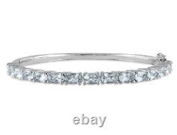 Aquamarine Bangle Bracelet 6.30 Carat (ctw) in Sterling Silver