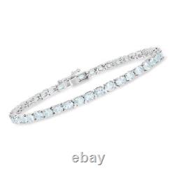 Aquamarine Gemstone Solid 925 Sterling Silver Tennis Bracelet Birthstone #7