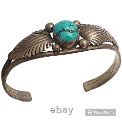 Astounding Navajo Gilbert Damon Fox Turquoise Sterling Silver Bracelet