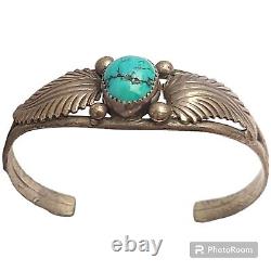 Astounding Navajo Gilbert Damon Fox Turquoise Sterling Silver Bracelet