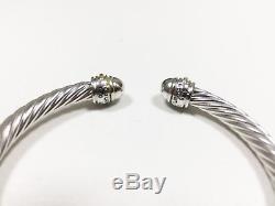 Auth David Yurman Cable Cuff Bracelet 750 18K gold Classic 925 Sterling Silver