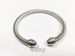 Auth David Yurman Cable Cuff Bracelet 750 18K gold Classic 925 Sterling Silver