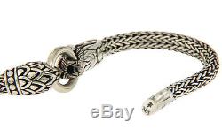 Auth JOHN HARDY STerling Silver 18K Gold Naga Dragon Bracelet Size 7 ED37