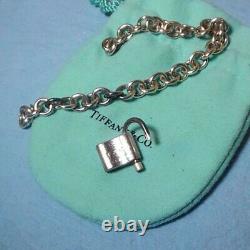 Auth Tiffany & Co. 1837 Lock Charm Bracelet Silver 925 Bangle DHL