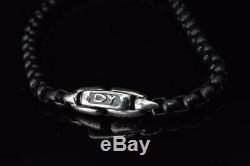 Authentic David Yurman Box Chain Sterling Silver Black Bracelet 5mm