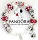 Authentic Pandora Silver Charm Bracelet European Charms Red White Snoopy Dog New