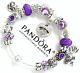 Authentic Pandora Sterling Silver Bangle Bracelet Mom Purple European Charms