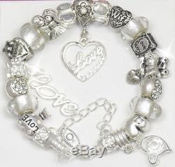 Authentic PANDORA Sterling Silver Bracelet A LOVE STORY! European Charms. New