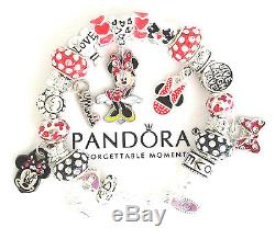 Authentic PANDORA Sterling Silver Bracelet Disney Mickey Minnie European Charms