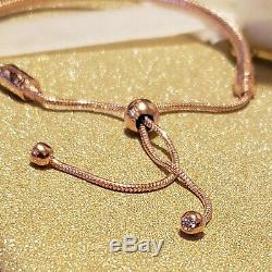 Authentic Pandora Charm Bracelet Sliding Clasp Bracelet Rose Gold 587125CZ-2 New