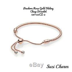 Authentic Pandora Charm Bracelet Sliding Clasp Bracelet Rose Gold 587125CZ-2 New