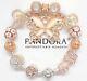 Authentic Pandora Silver Bangle Bracelet With Rose Gold Butterfly European Charm