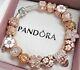 Authentic Pandora Silver Charm Bracelet Rose Gold Love Heart European Beadsnib