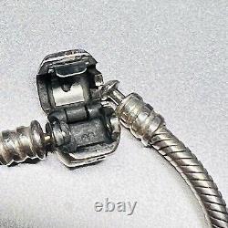 Authentic Pandora Sterling Silver 925 ALE 7 In Bracelet 9 Charms With Box