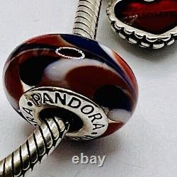 Authentic Pandora Sterling Silver 925 ALE 7 In Bracelet 9 Charms With Box