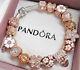 Authentic Pandora Sterling Silver Bracelet Rose Gold Angel Heart European Charms