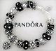 Authentic Pandora Sterling Silver Bracelet With Heart Love Black European Charms