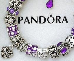 Authentic Pandora Sterling Silver Bracelet with Heart Love New European Charms